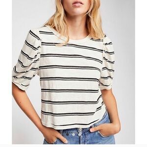 NWOT Free People We The free Molly Tee Tshirt Cream Black Stripe XS